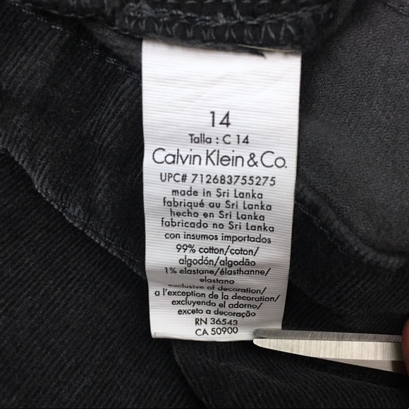 CALVIN KLEIN Pants Corduroy Straight Trousers Grey Charcoal Stretch Plus Size 14 - Picture 7 of 12
